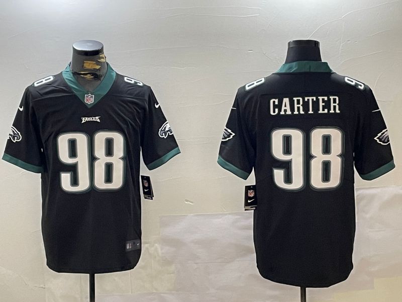 Men Philadelphia Eagles 98 Carter Black 2024 Nike Limited NFL Jersey style 2
